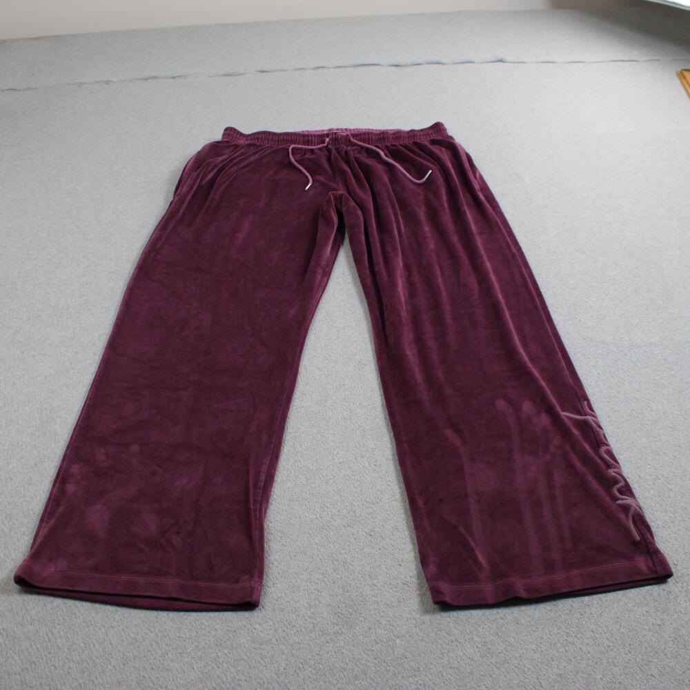 Victoria's Secret PINK Pants Women XXL Purple Velour Wide Leg Sweatpants Lounge